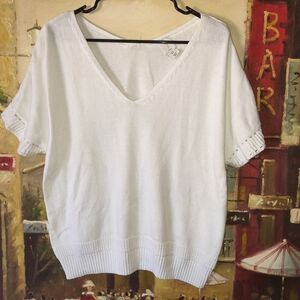 Joie White Short Sleeve V-Neck Top